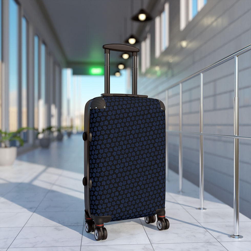 Thumbnail: Suitcase Tropical Adventure Flower Print Dark Blue Black
