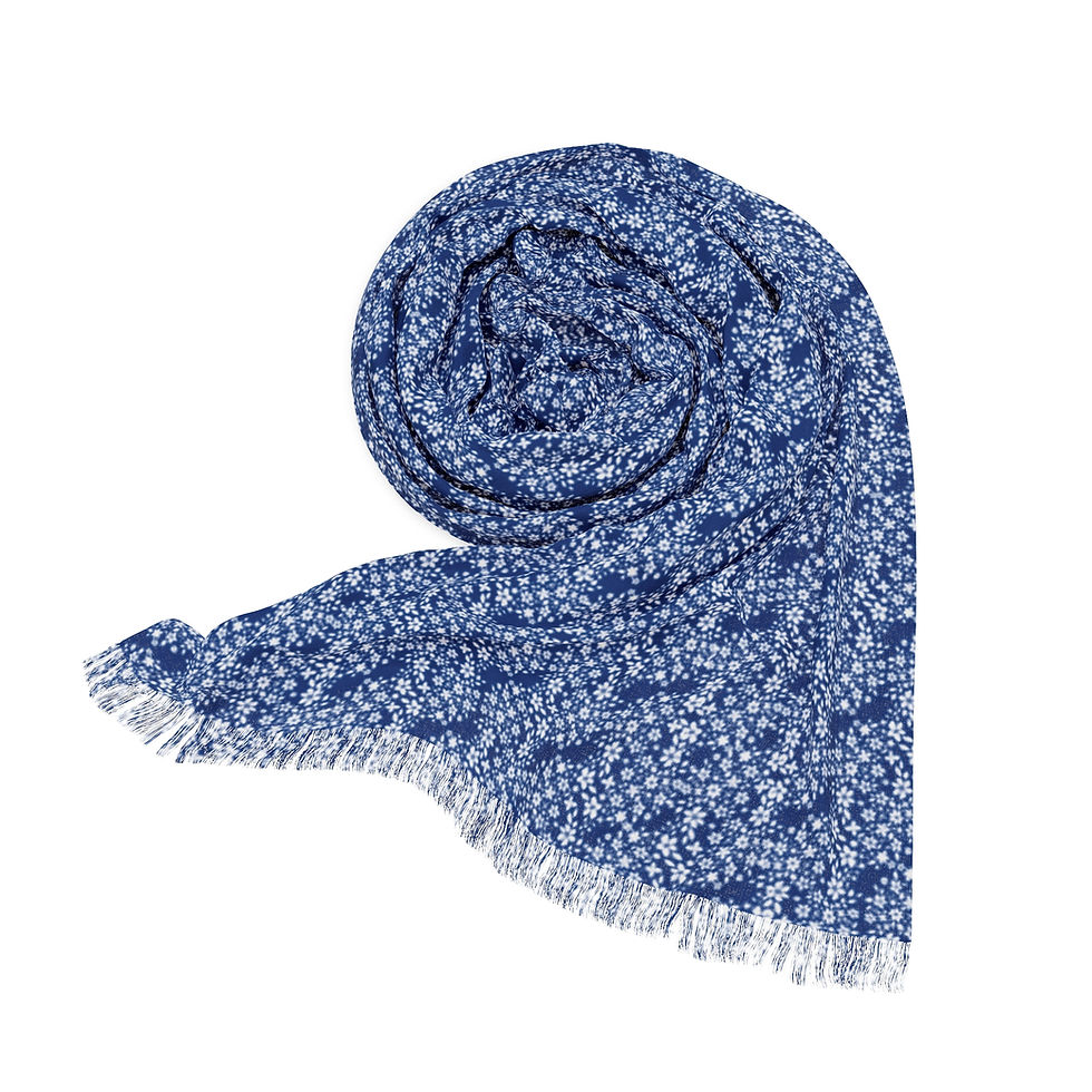 Thumbnail: Lightweight Fashion Scarf All Season Wrap, Blue & White Floral Print