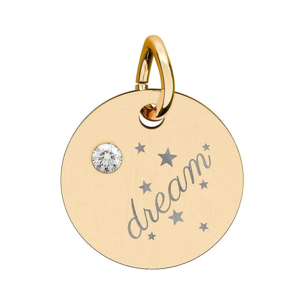 Thumbnail: Engravable Birthstone Circle Charm — Personalized 'dream' Star Pendant
