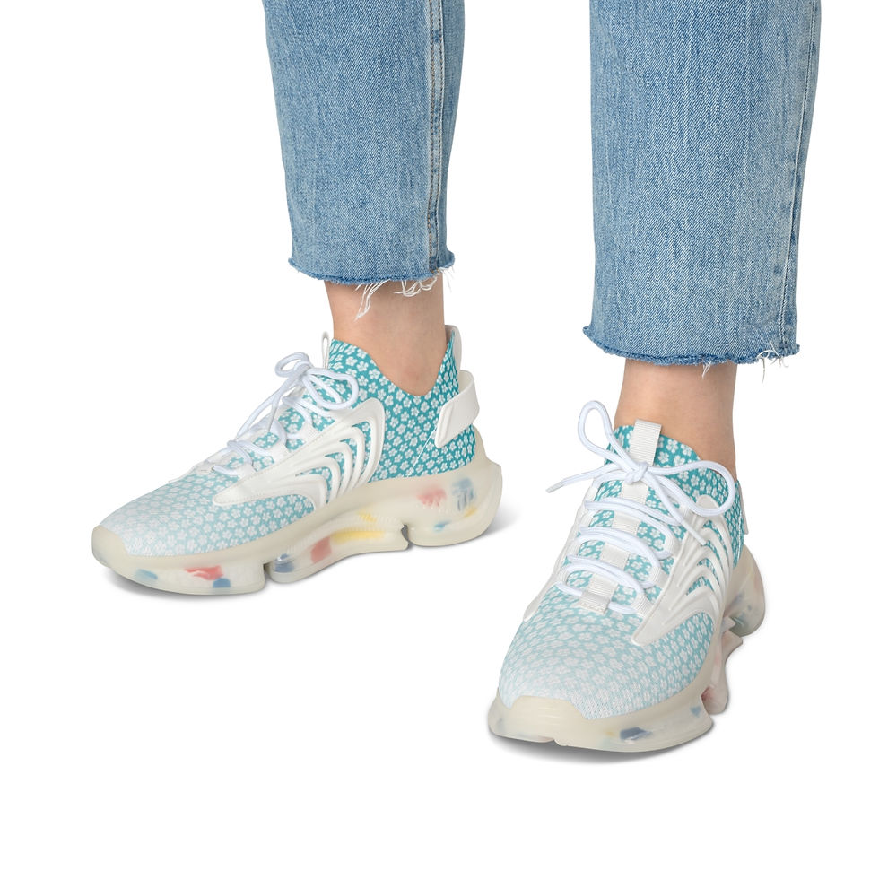 Thumbnail: Women's Mesh Sneakers Turquoise Floral Gradient