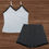 Thumbnail: Cami Shorts Set with Black Lace Trim Floral Contrast