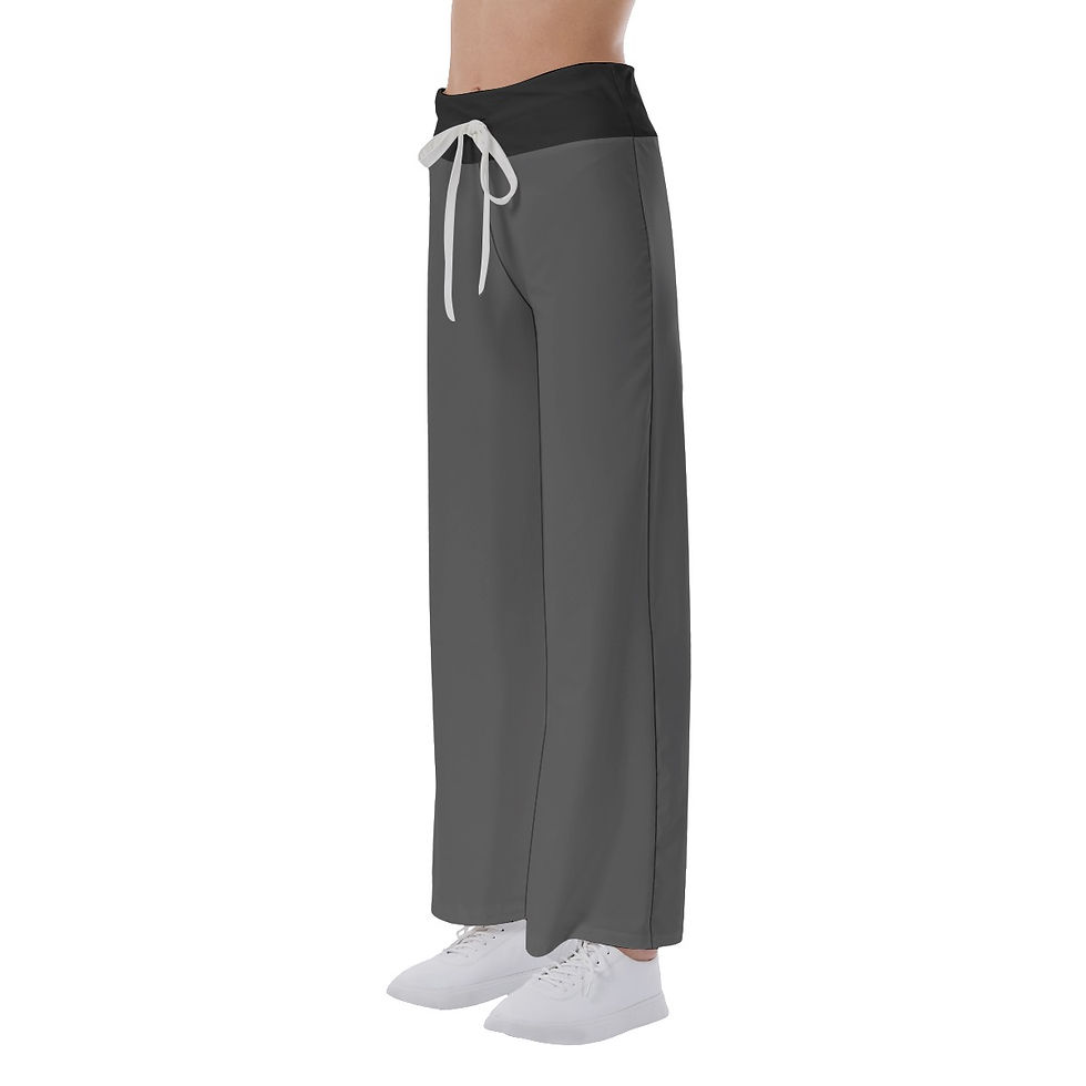 Thumbnail: Ladies High-waisted Straight-leg Trousers Grey Black