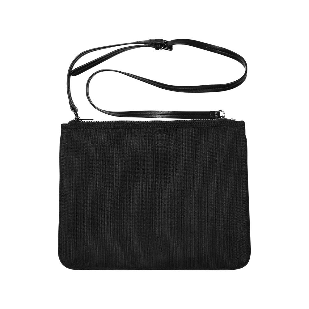 Clutch Handbag with Narrow Shoulder Strap Black Slim Clutch Bag (Model 1668)
