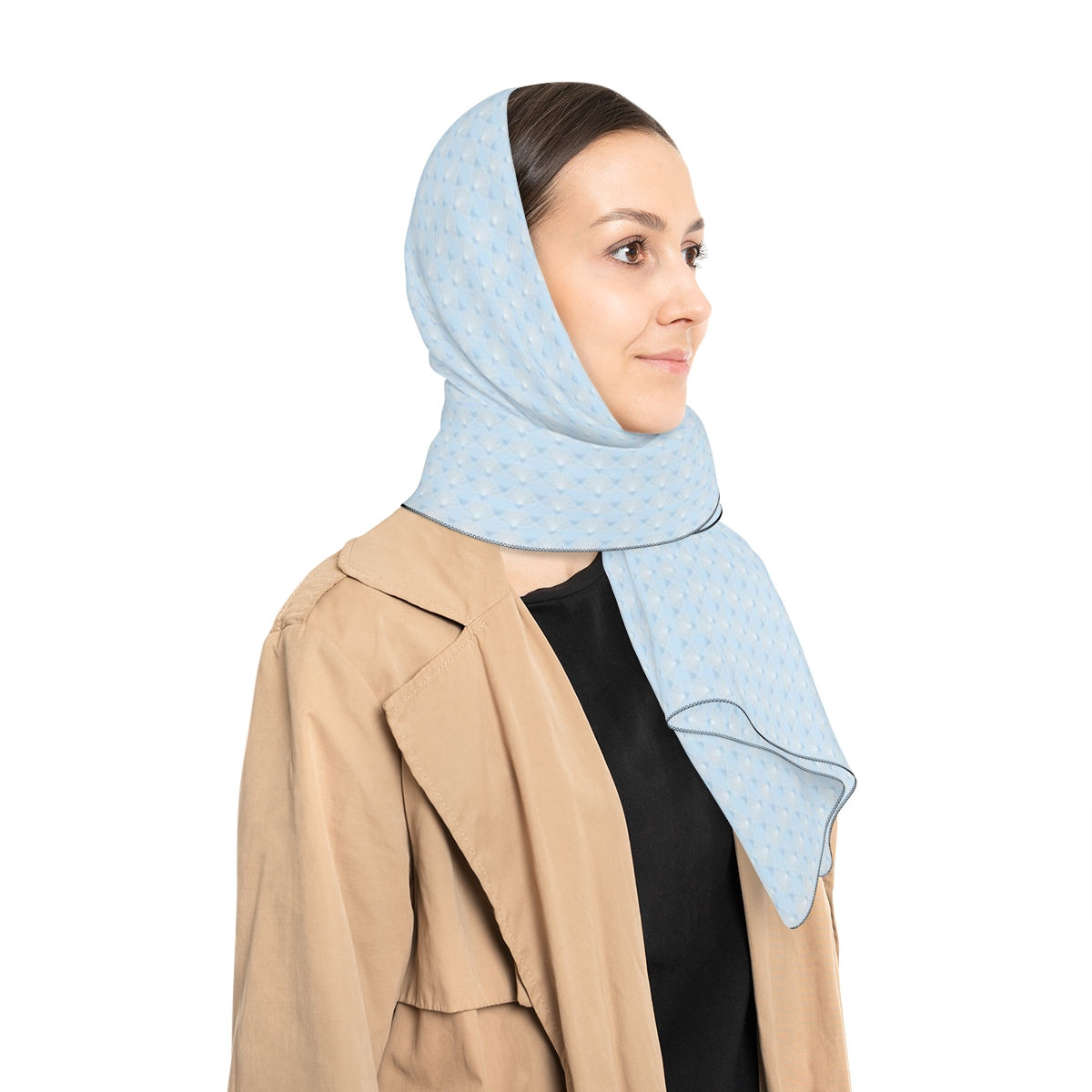 Poly Scarf Light Blue Cloud Shell Print