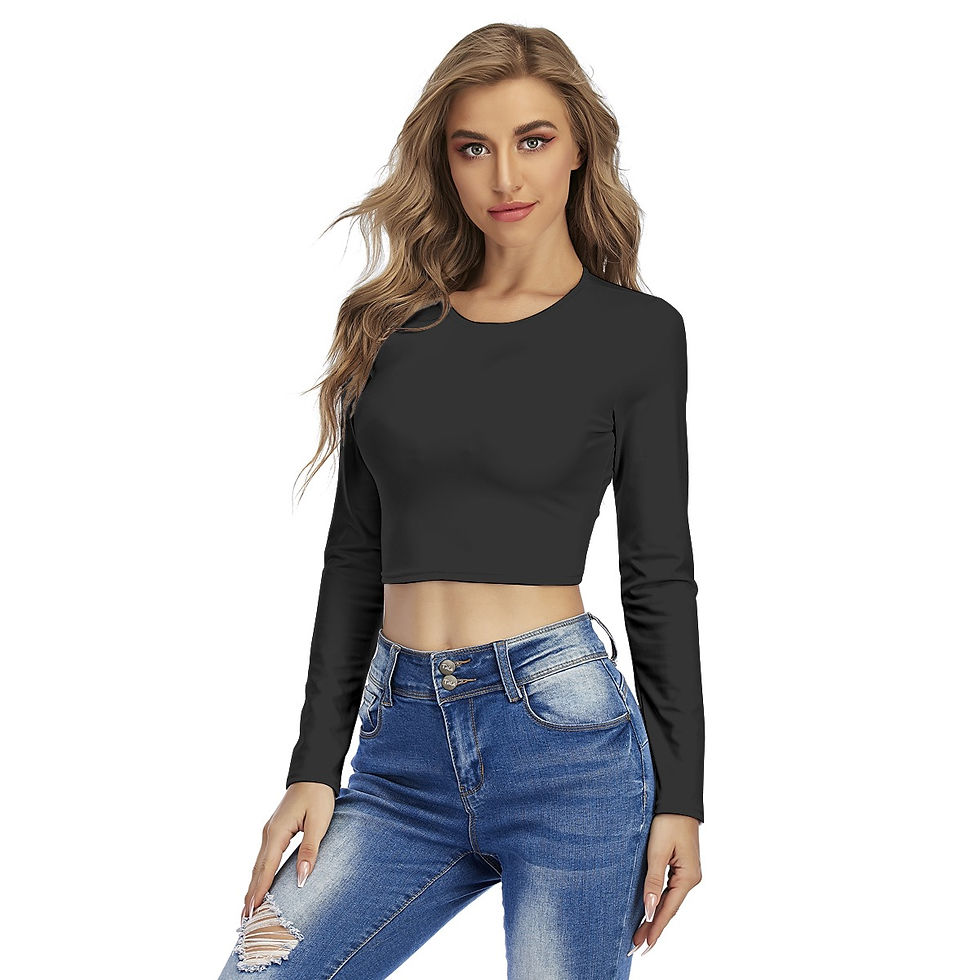 Thumbnail: Long Sleeve Crop Top T-Shirt  Black