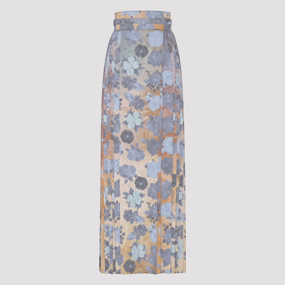 Thumbnail: Long Chinese Pleated Skirt Layered Floral Print