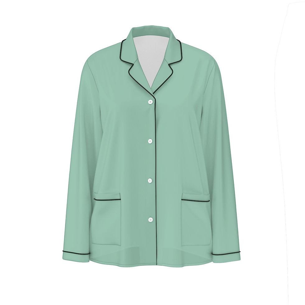 Thumbnail: Ladies Long Sleeve Pajama Set with Black Contrast Piping Sage