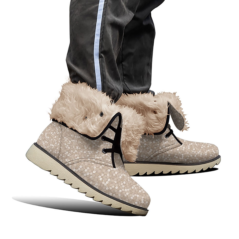 Thumbnail: Women's Plush Boots Beige Taupe Floral