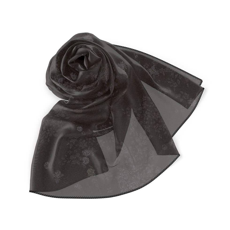 Thumbnail: Espresso Bird Floral Texture Poly Scarf