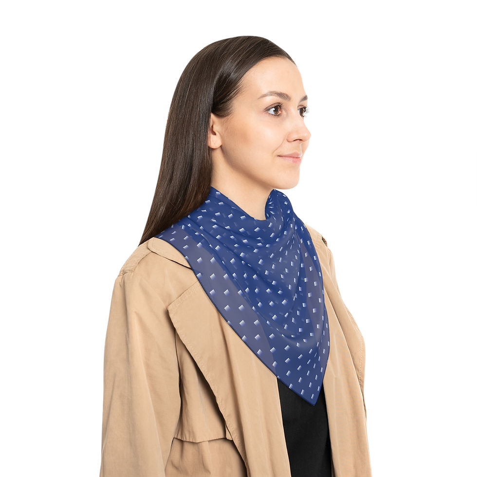 Thumbnail: Blue Geo Pattern Poly Scarf