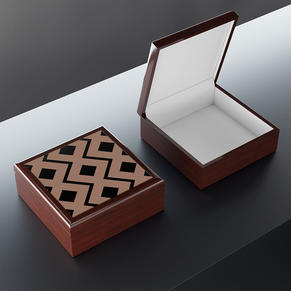 Thumbnail: Jewelry Box Geo Print Brown Black