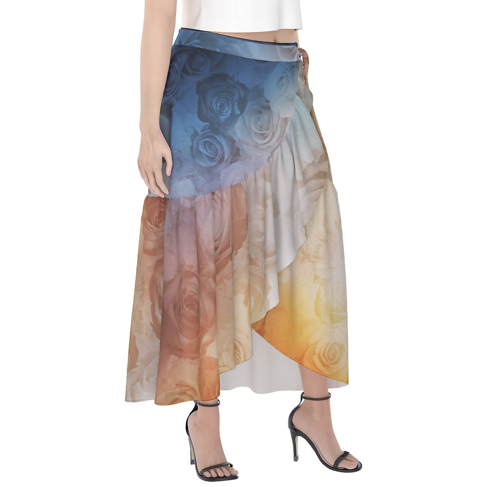Thumbnail: Wrap Skirt Roses Sky Print