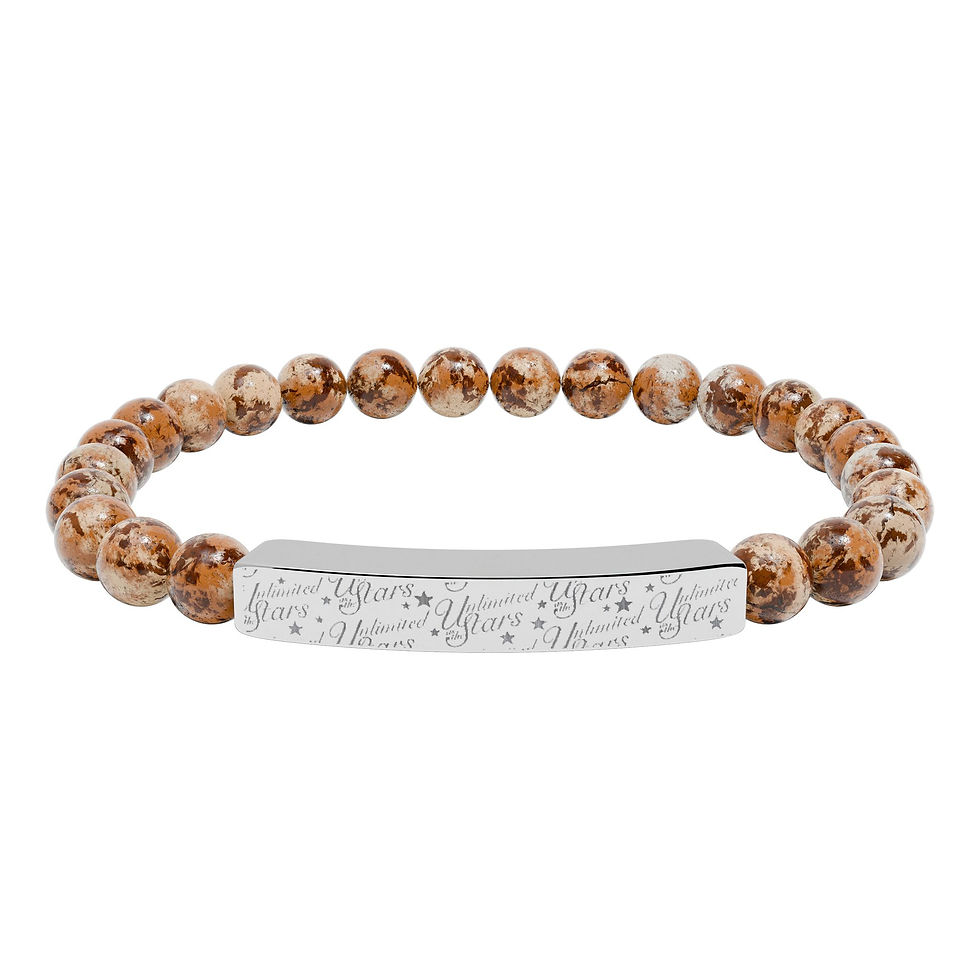 Thumbnail: Natural Stone Engraved Bar Bracelet - Unlimited as the Stars Stretch Jewelry