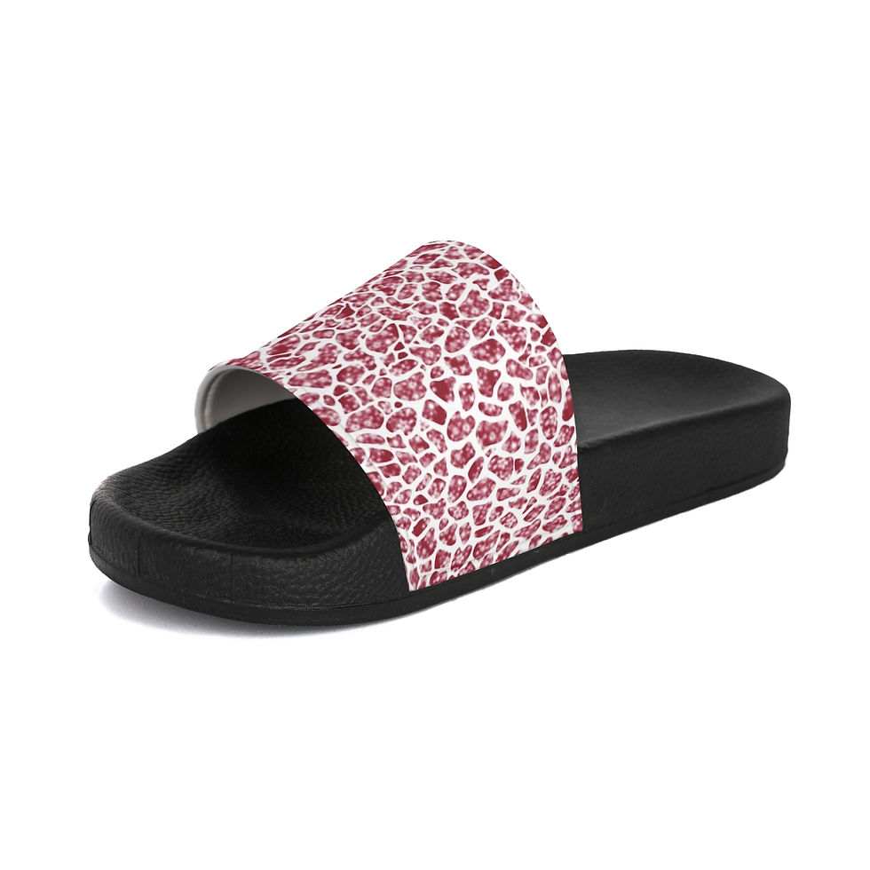 Thumbnail: Women's Slide Sandals Red White Petal Floral