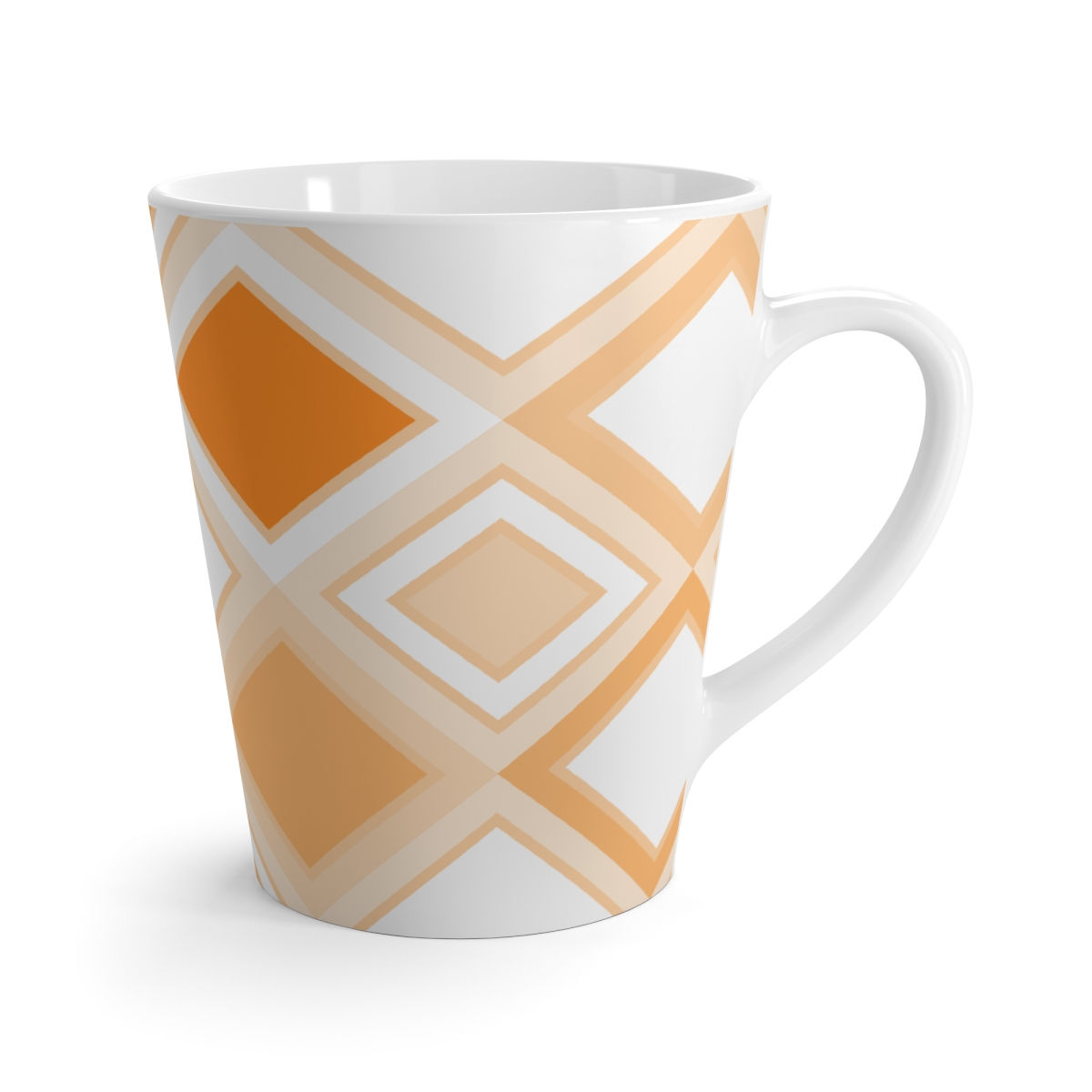 Latte Mug Orange Diamond Print  
