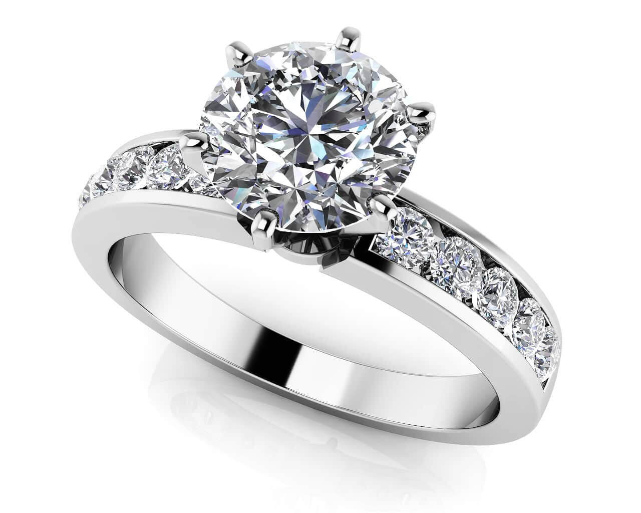 Channel Set Brilliant Diamonds Engagement Ring