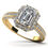 Thumbnail: Pave Halo 3 Sided Pave Diamond Accent Ring