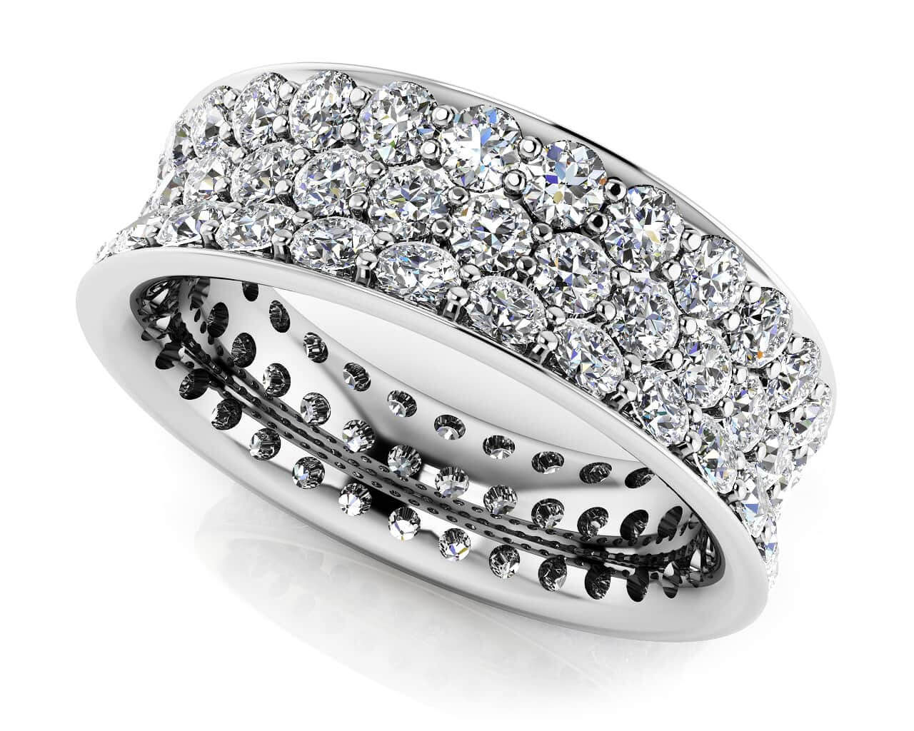 Crescent Glow Three-Row Diamond Band