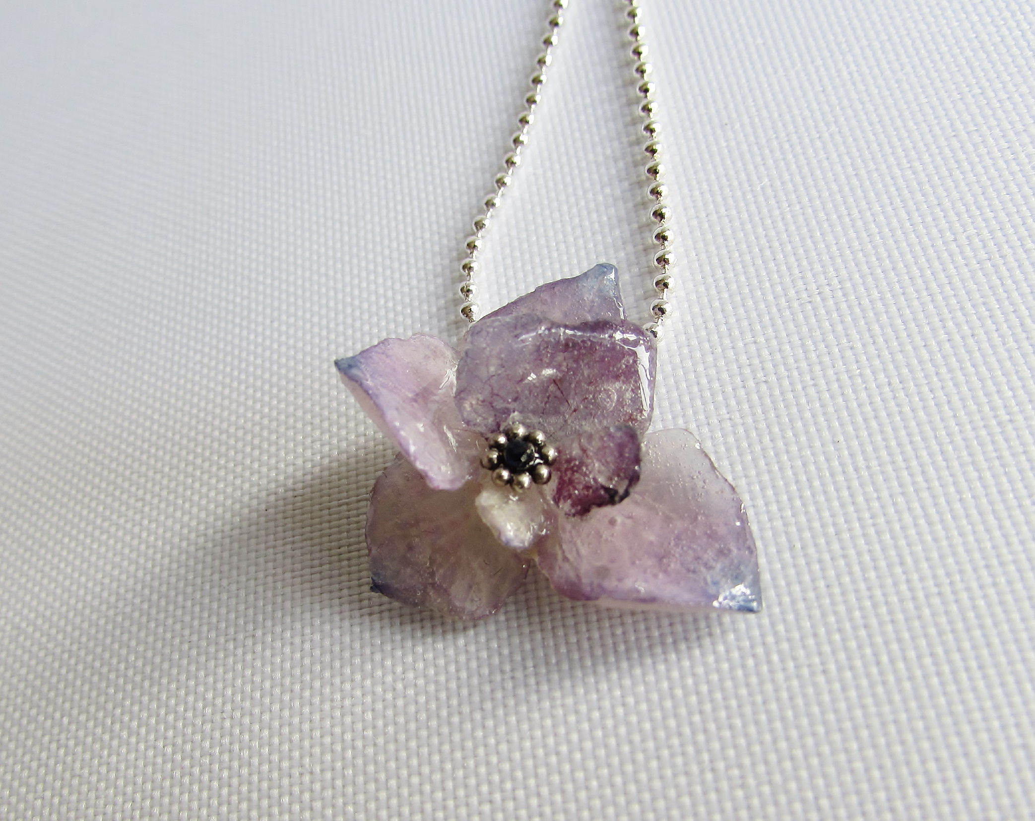 Sold - Purple Hydrangea & Sapphire Necklace
