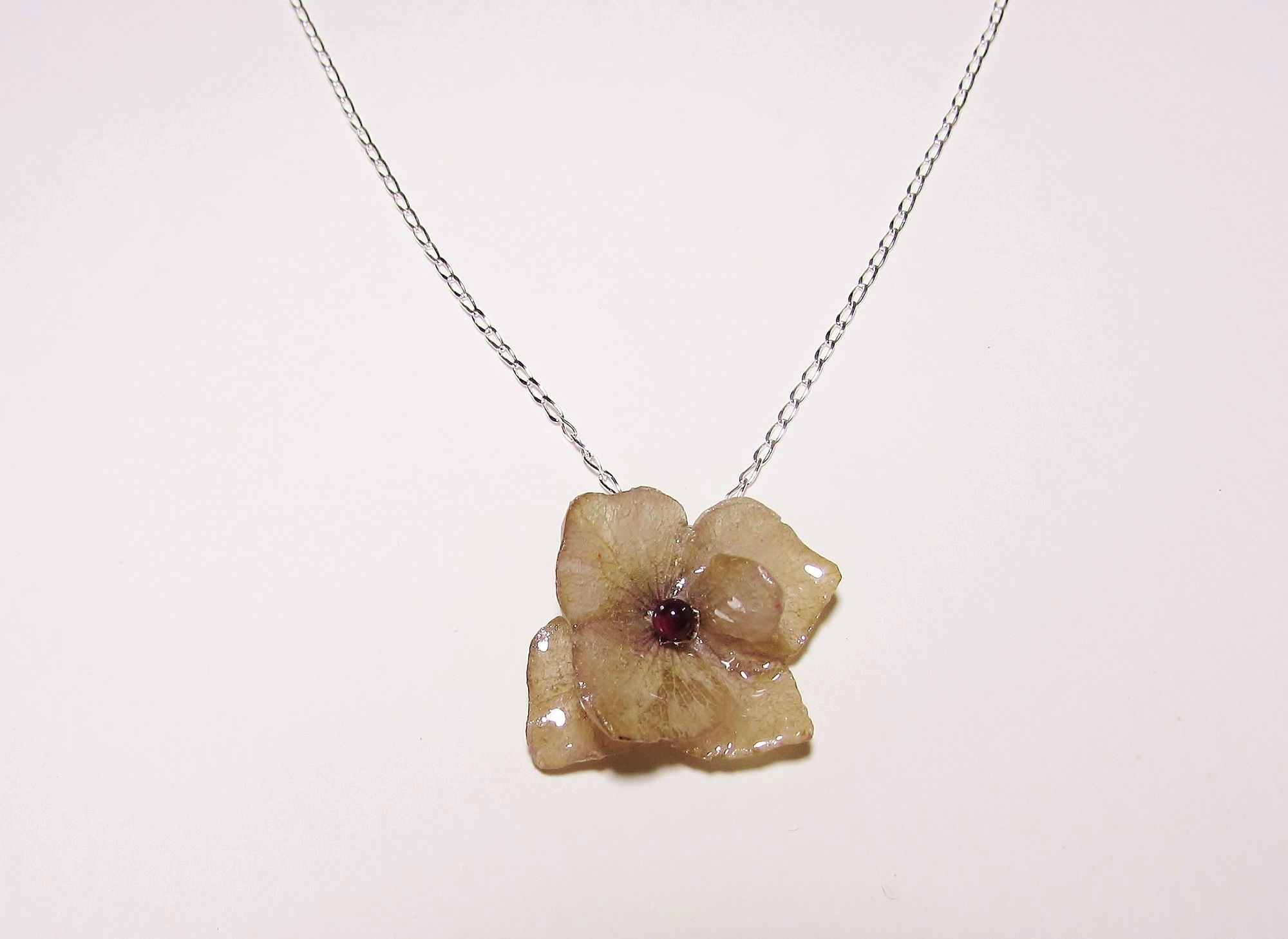 Hydrangea & Garnet Necklace
