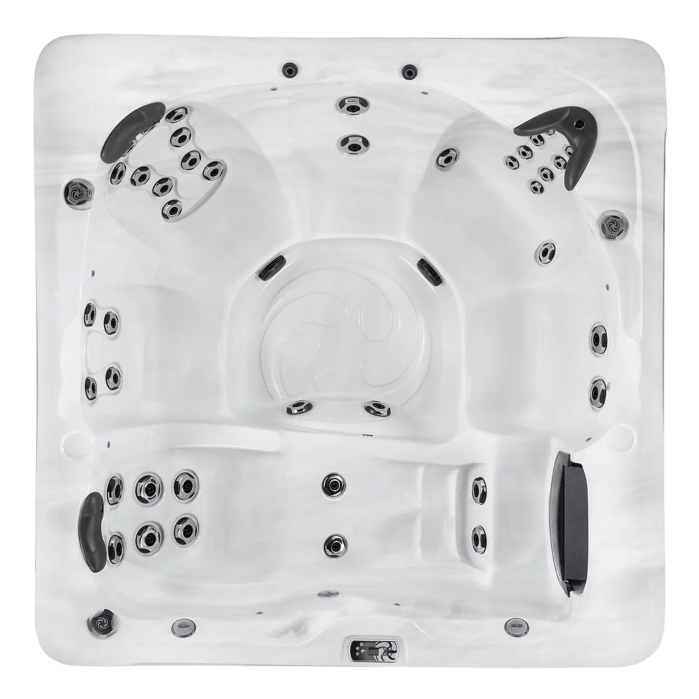 Top-down layout of the American Whirlpool 281 hot tub
