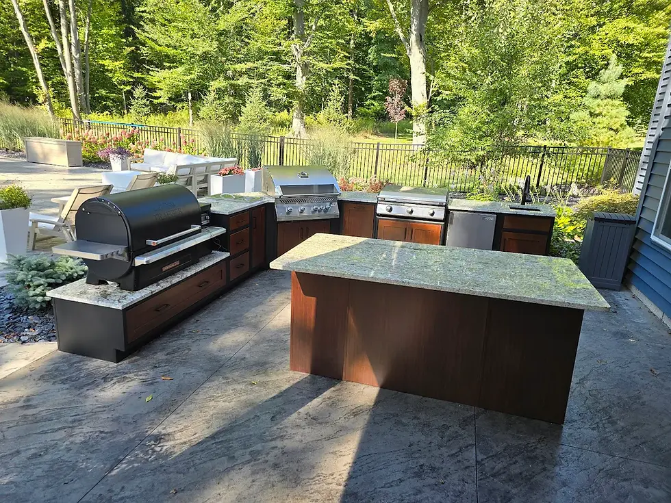 Outdoor kitchen with a grill