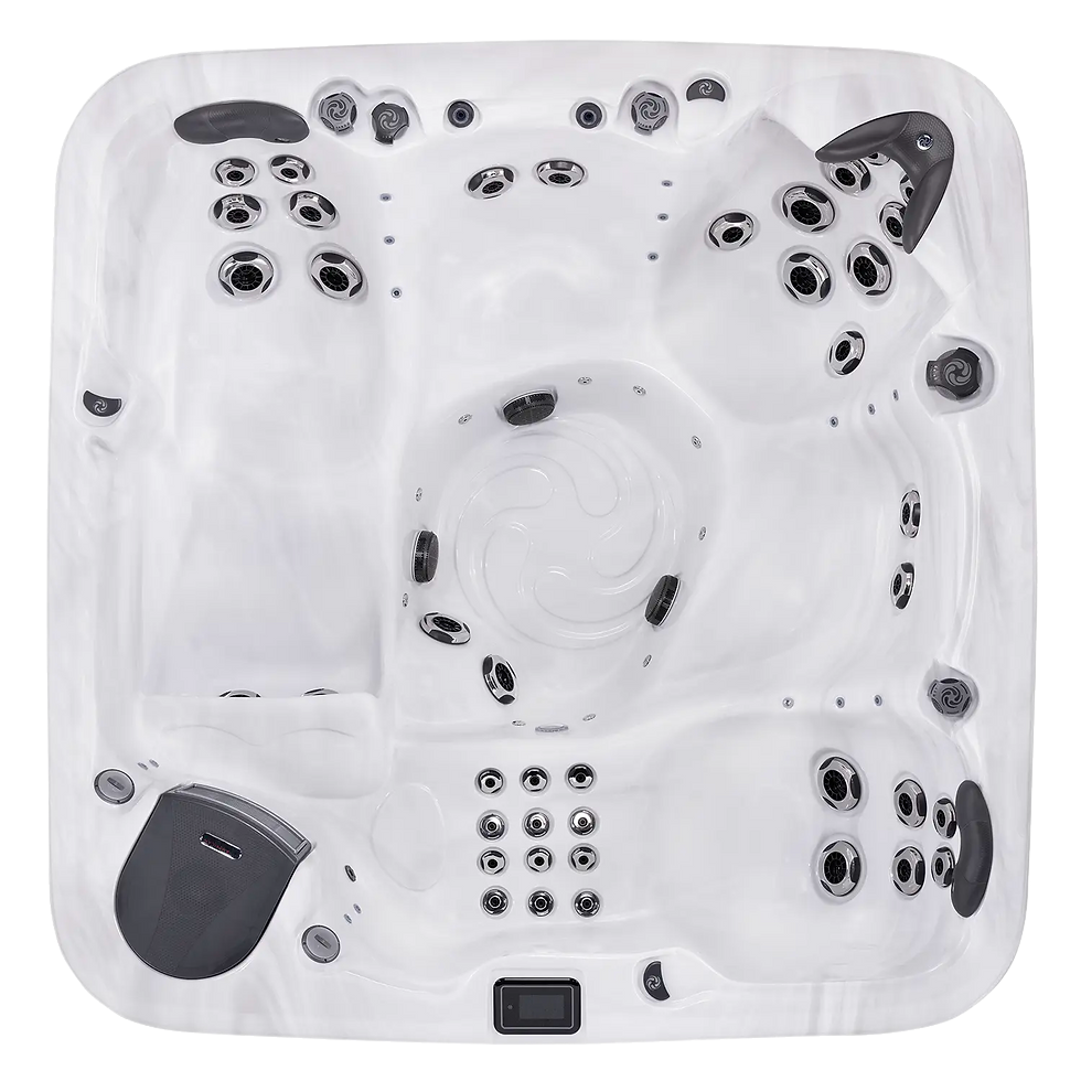 Top-down layout of the American Whirlpool 472 hot tub