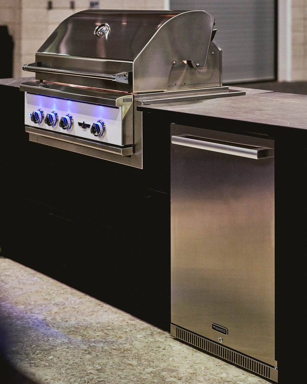 Installed outdoor kitchen with Dometic refrigeration