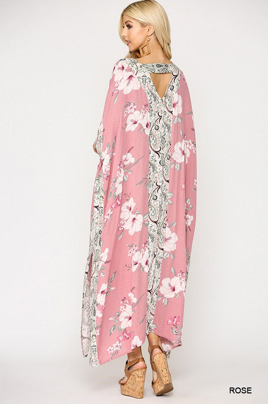 Thumbnail: Mixed Floral Printed Front Tie Maxi Dress