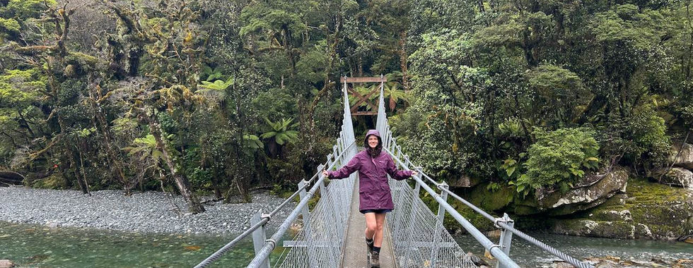 Alice Neilson on the Milford Track Bridge
