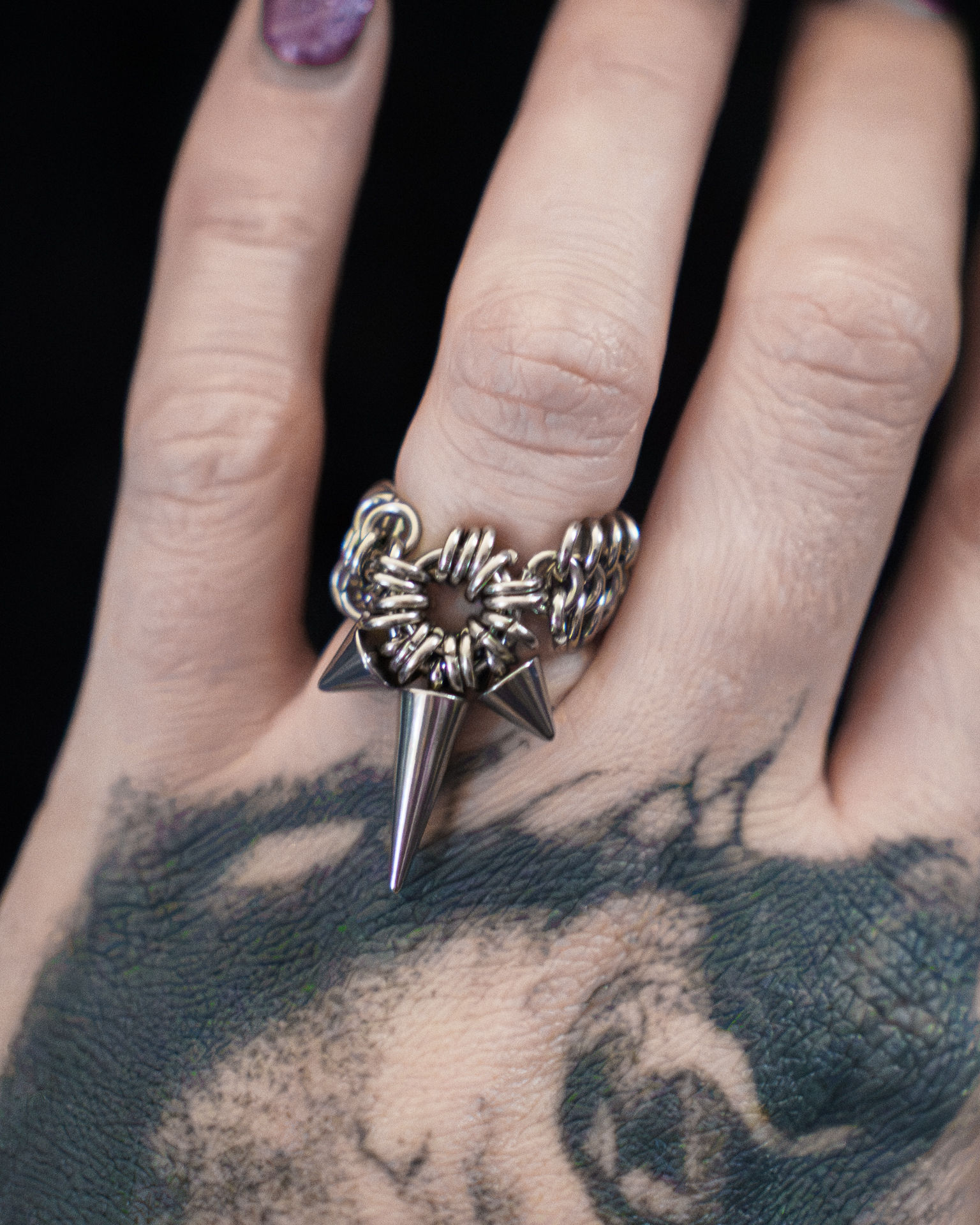 Spike Chainmail Ring