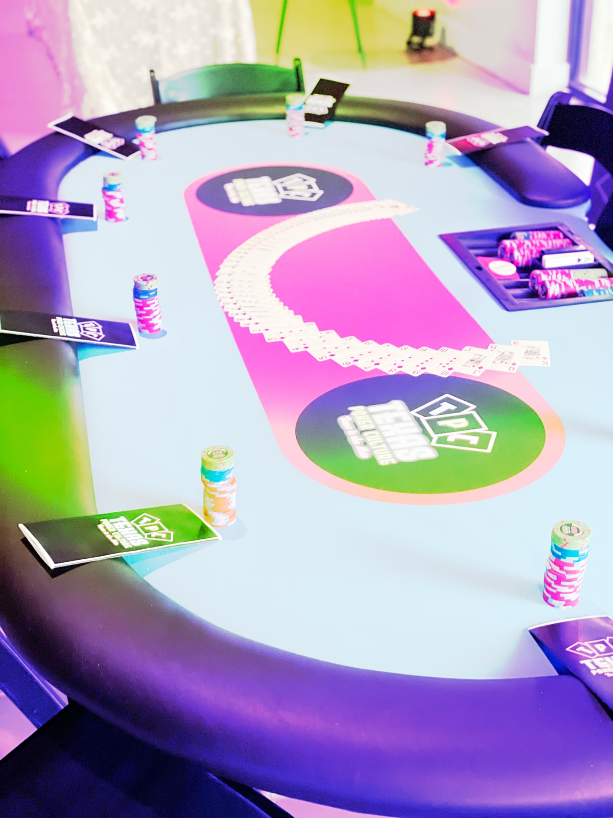 Poker table setup for a private event