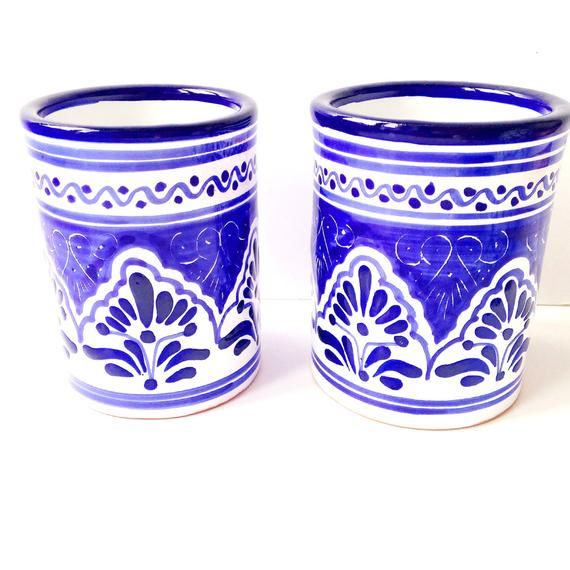 Miniature : Pots en céramique PUEBLA bleus et blancs