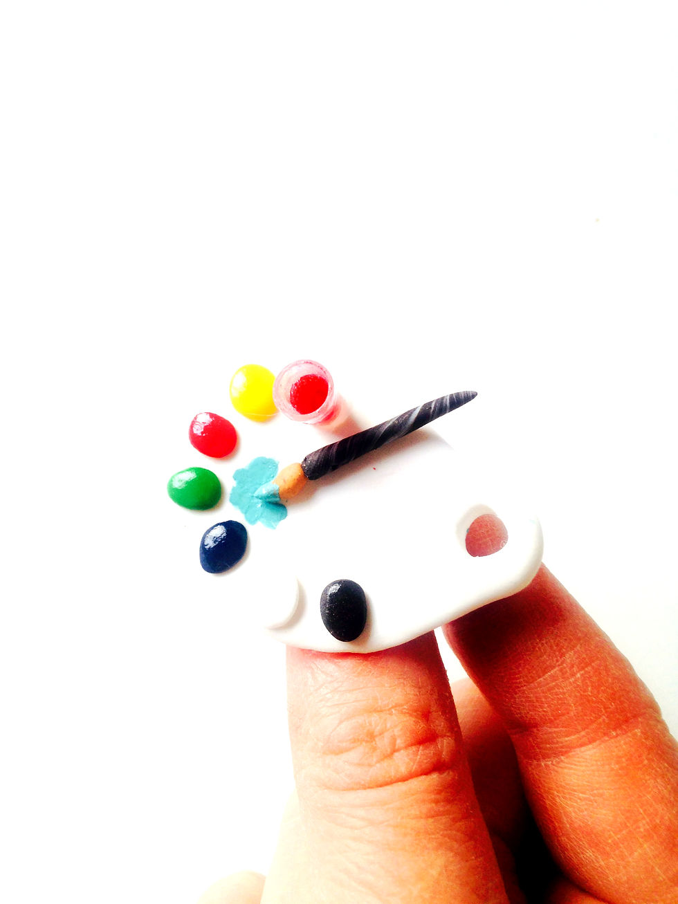 Thumbnail: Broche LA PALETTE blanche multicolore pâte polymère