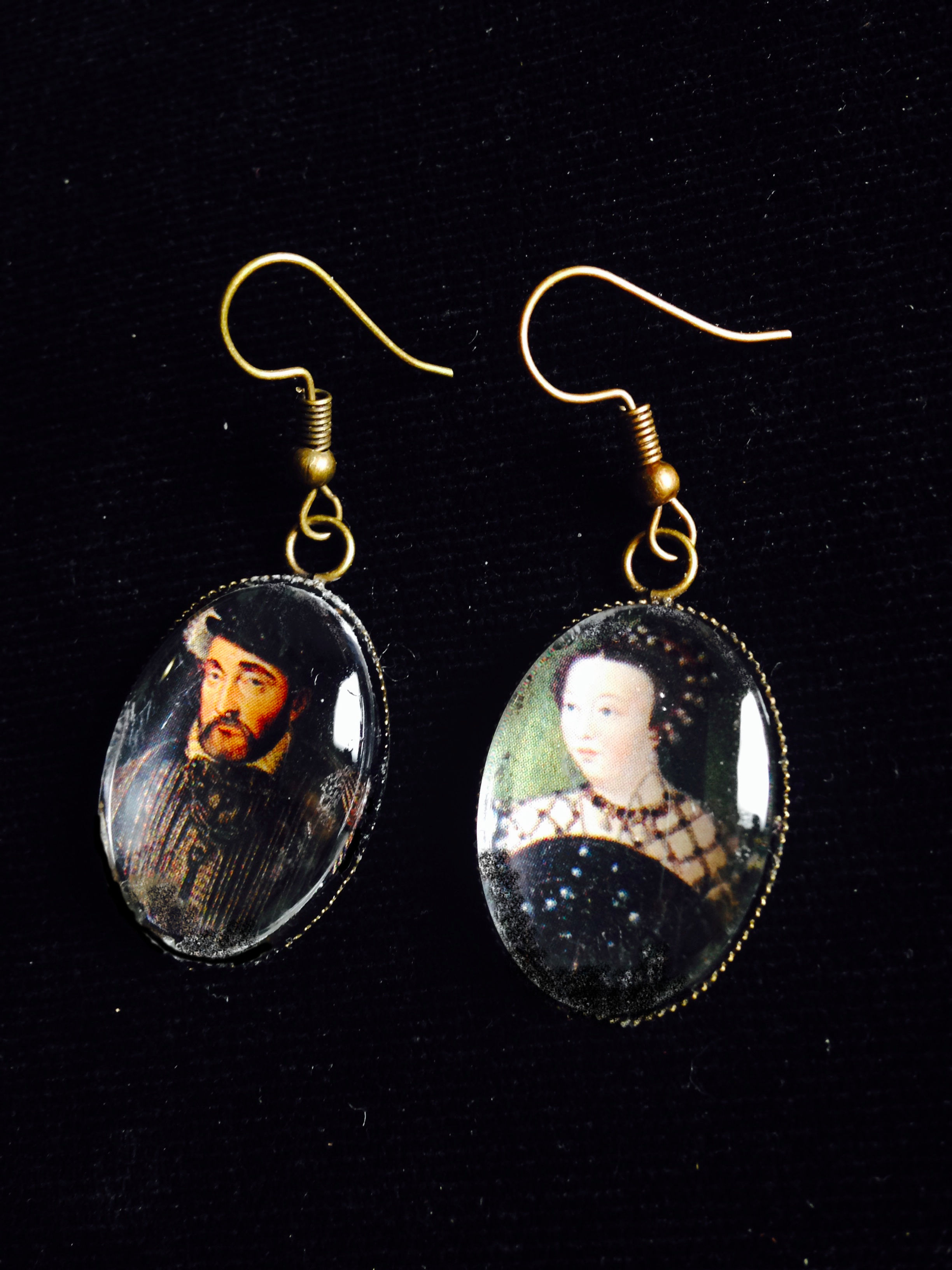 Boucles d'oreilles COUPLES CÉLÈBRES de l'histoire Henri II Catherine de Médicis