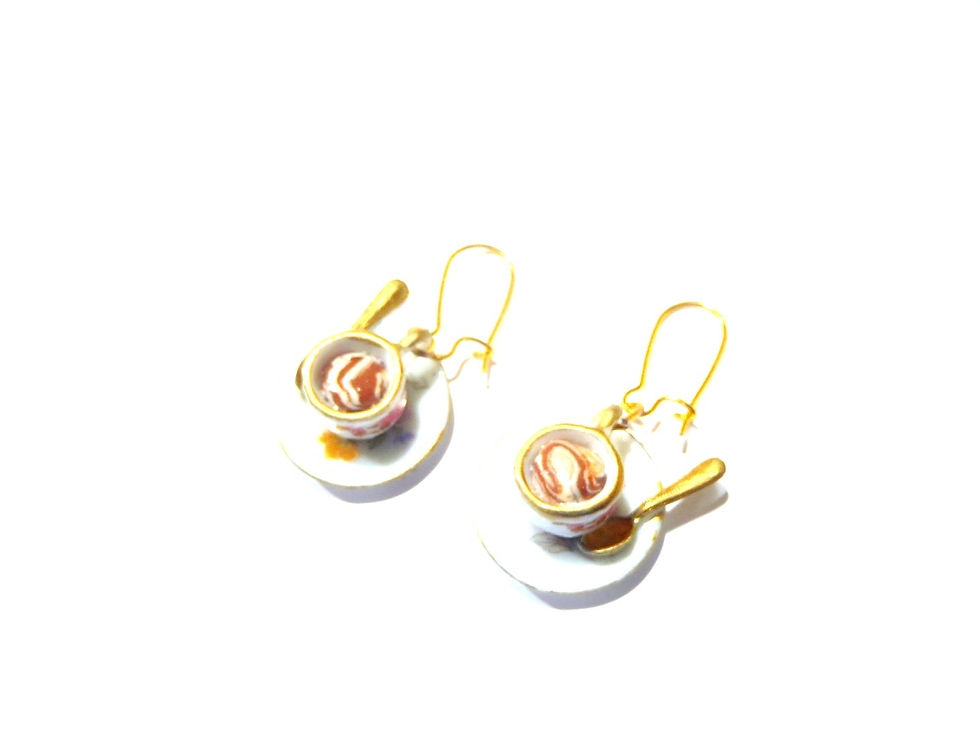 Thumbnail: AUTRICHE Boucles d oreilles Le p'tit CAFÉ VIENNOIS tasses miniatures
