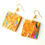 Miniature : Boucles d'oreilles carrées RUBAN DE LIÈGE multicolores beige par The Sausage