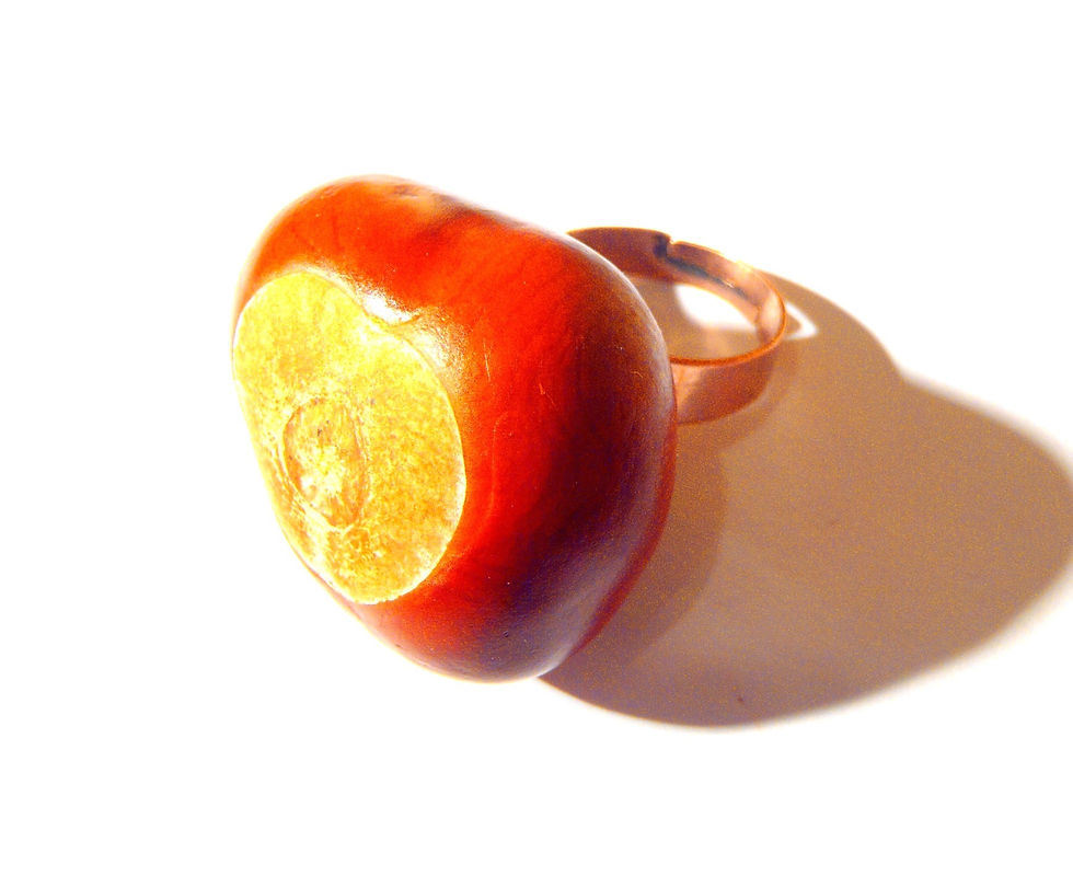 Thumbnail: Bague HI HI !! C'EST MARRON ! avec marron véritable, ajustable cuivrée