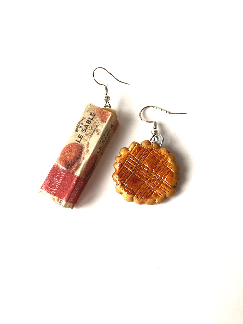 Boucles d'oreille LE P'TIT SABLÉ galette bretonne au beurre, miniature