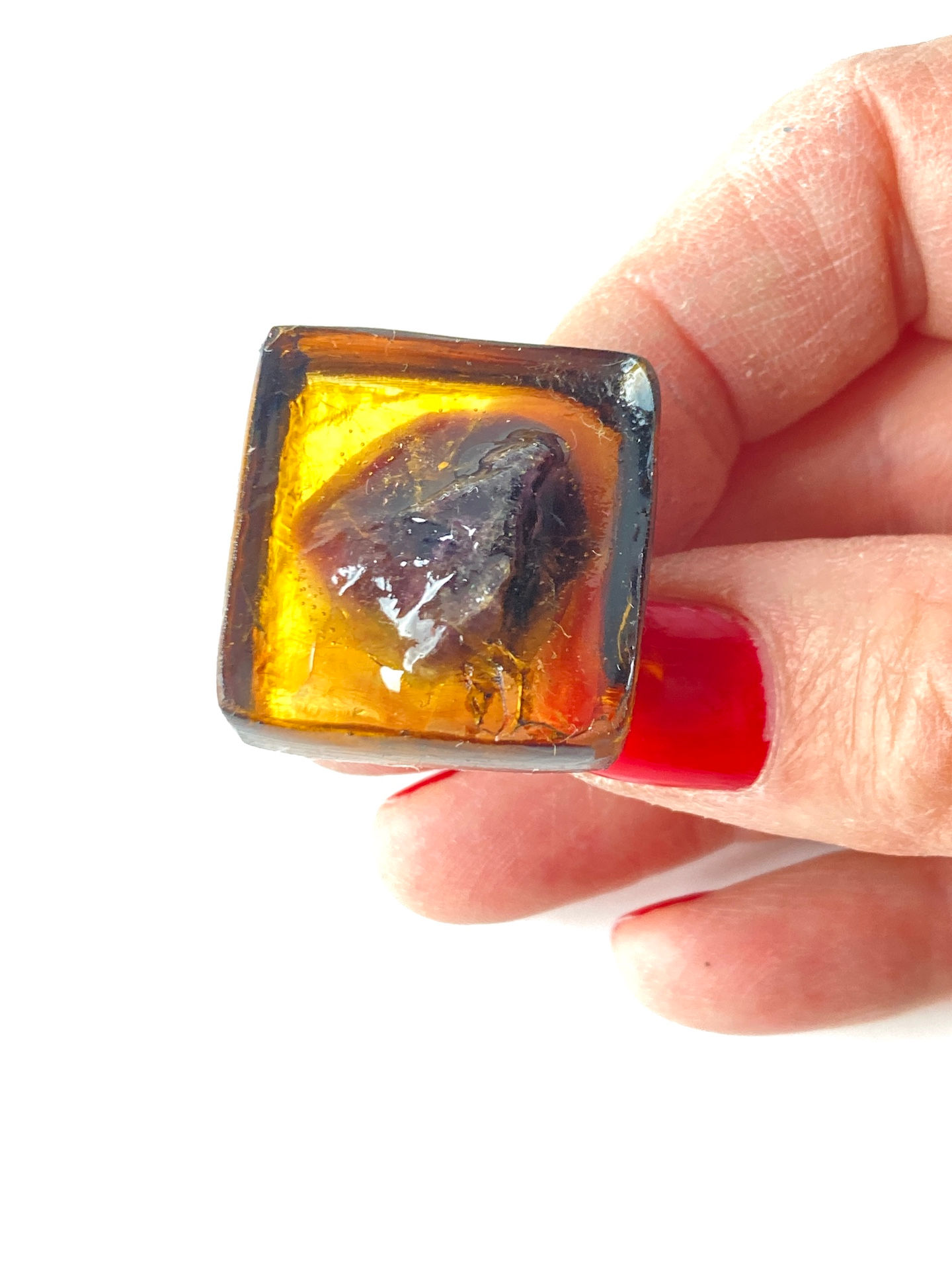 bague glaçon en résine peinte avec pierre naturelle par All Things Natural France