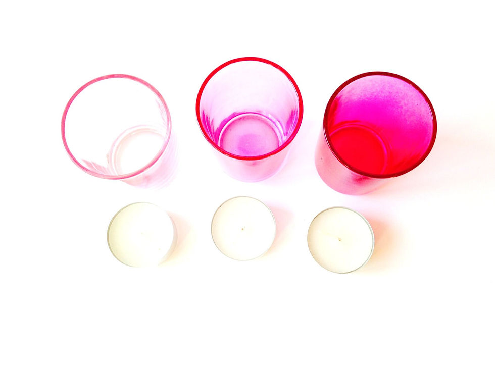 Miniature : Photophores,  verre rose dégradé de rose fuchsia, petits verres roses vintage