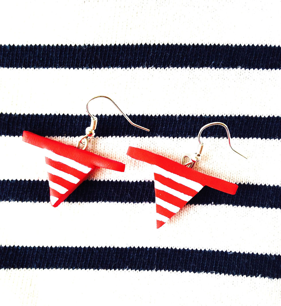 Thumbnail: Boucles d'oreilles MONOKINI marinière rouge