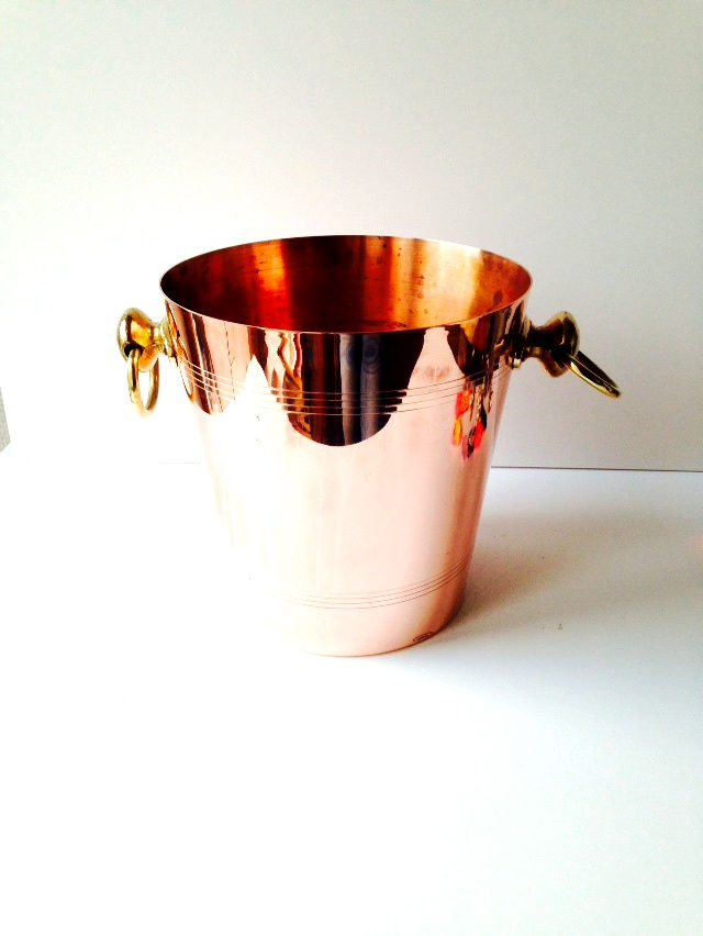 Miniature : Seau à champagne en cuivre et laiton objet vintage