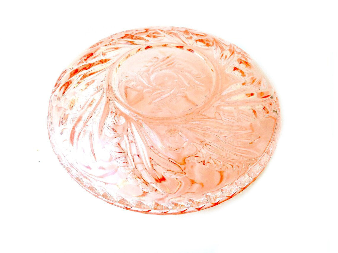 Boîte ou coupelles en verre rose, vintage