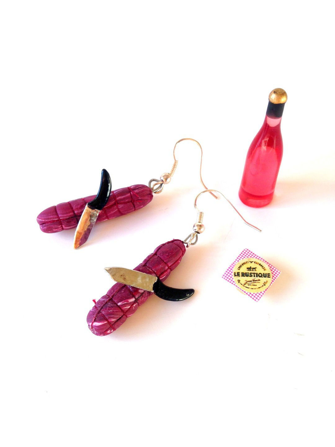 Boucles d'oreilles LE SAUCISSON miniatures