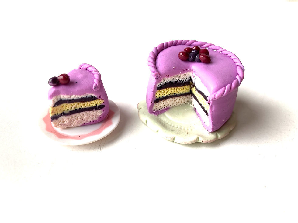 Miniature : Gâteau miniature avec part détachable pâte polymère fait main échelle 1 12ème