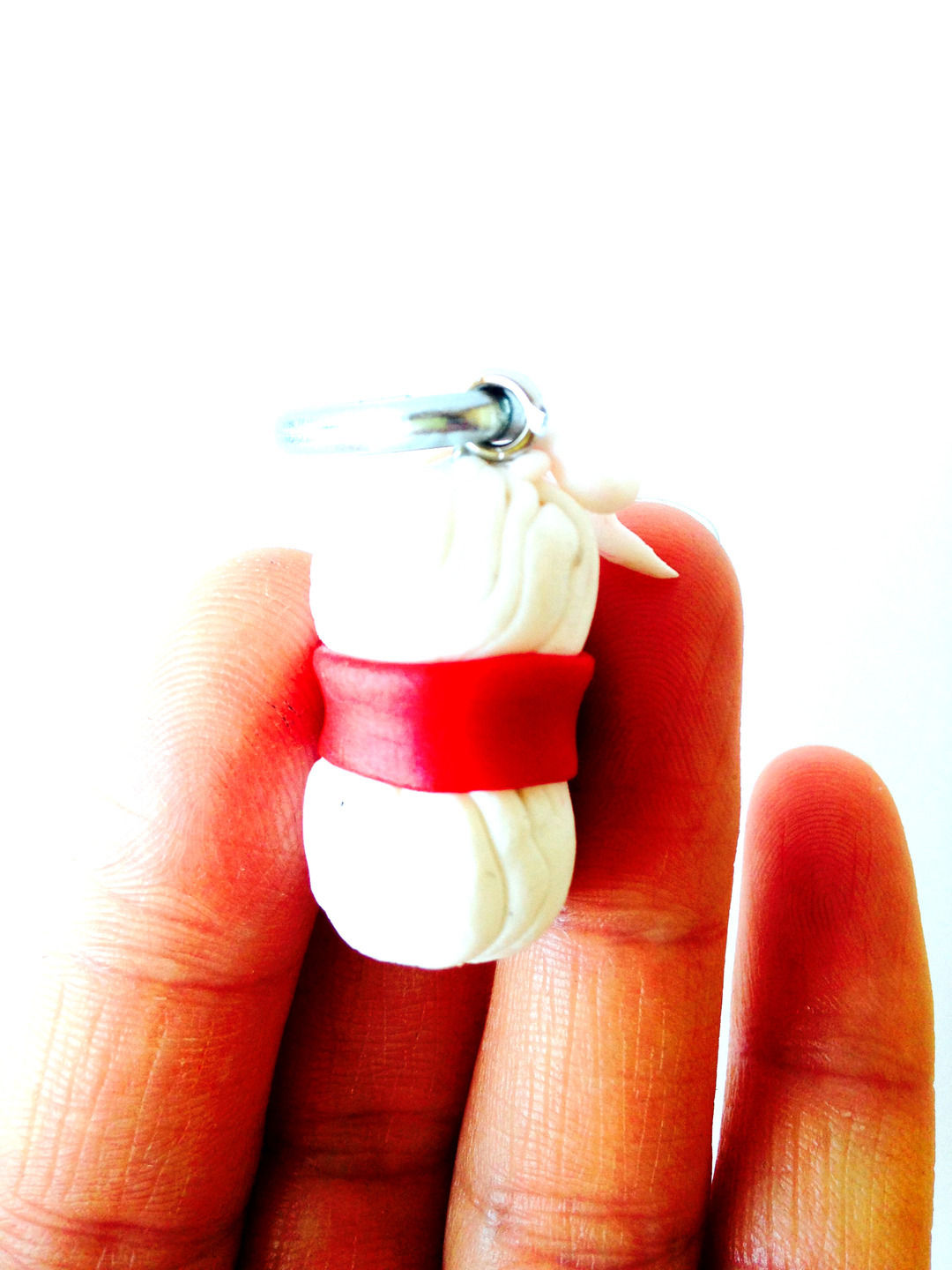 Charm breloque mini pelote de laine en pâte polymère blanc faite main 