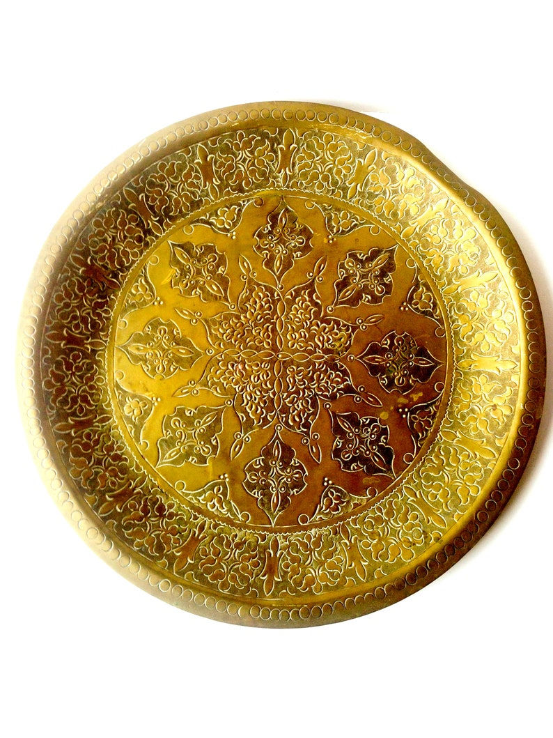 Miniature : Plateau oriental martelé gravé ciselé origine Afrique du Nord Maghreb