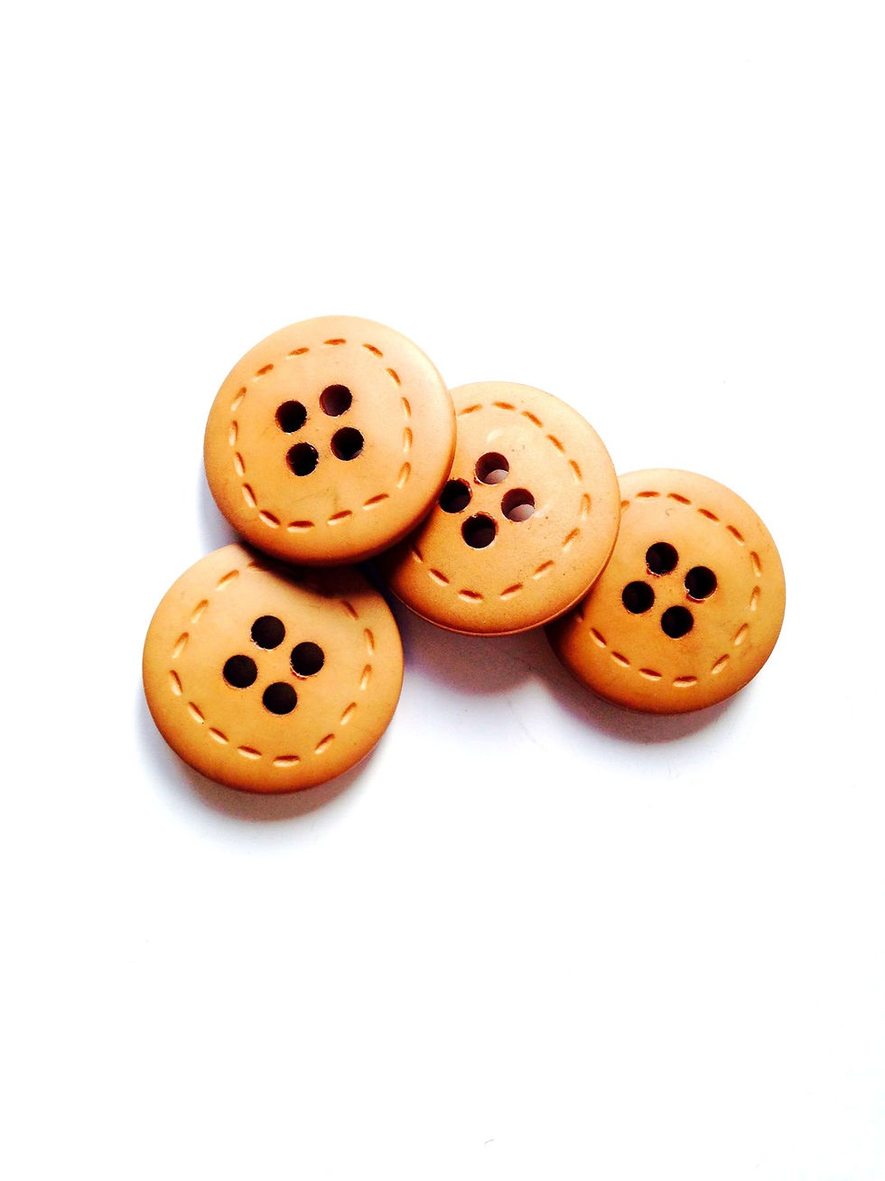 Miniature : Lot de 4 boutons fantaisie en résine beige, imitation bois, diamètre 30 mm