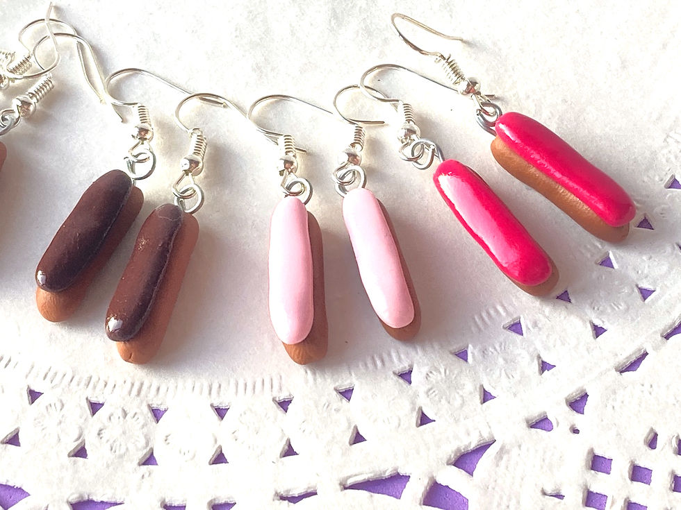 Thumbnail: clay earrings French pastry mini eclairs dangles